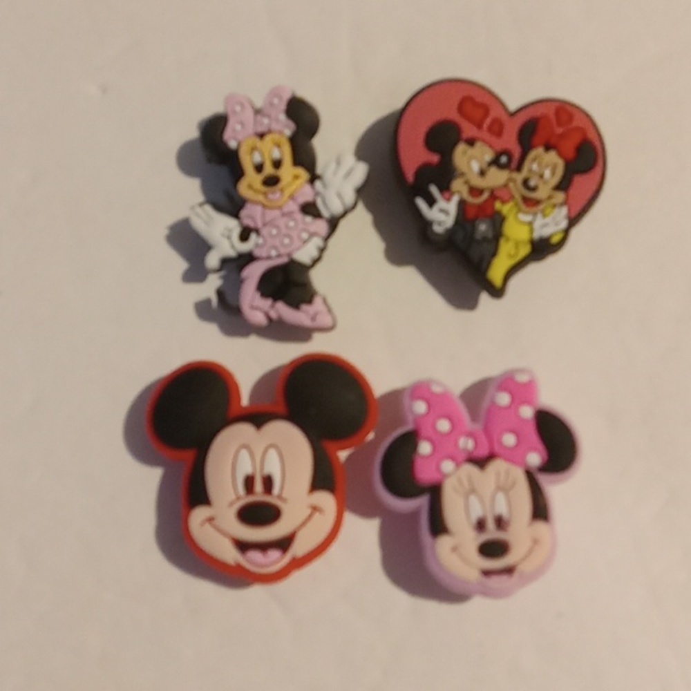 Mickey and Minnie Mouse Shoe Charms Set Of 4 Disney Jibbetz